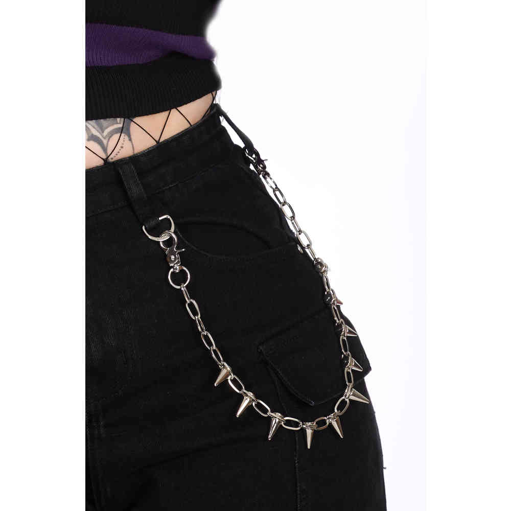 Banned - Spiked Sleutel/broekketting - Zilverkleurig